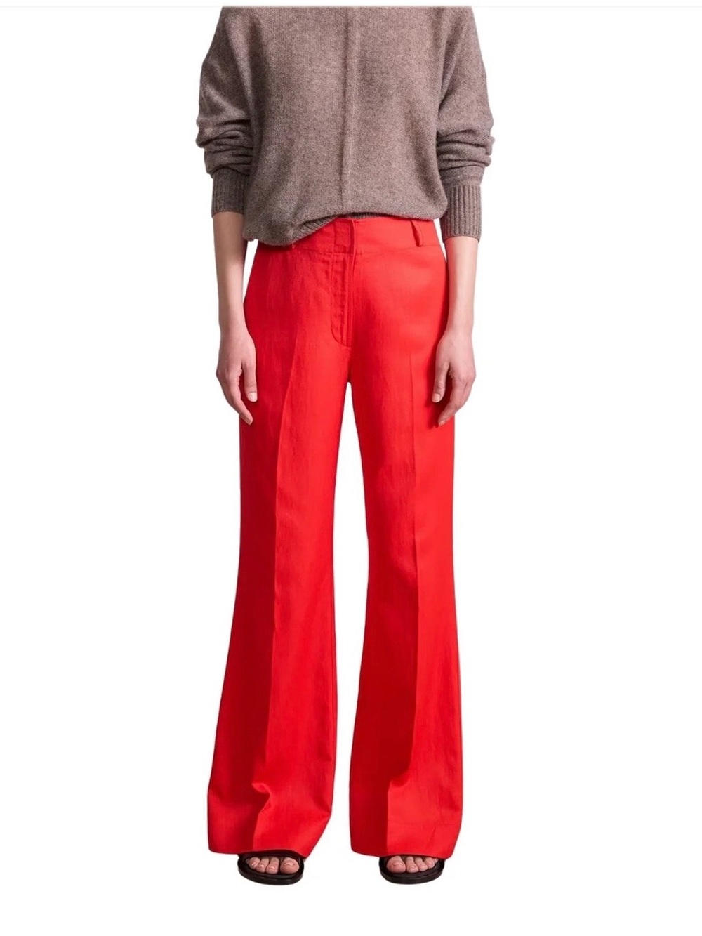 NWOT Apiece Apart Adi Wide Leg Trouser tiger lily red orange linen blend size 0